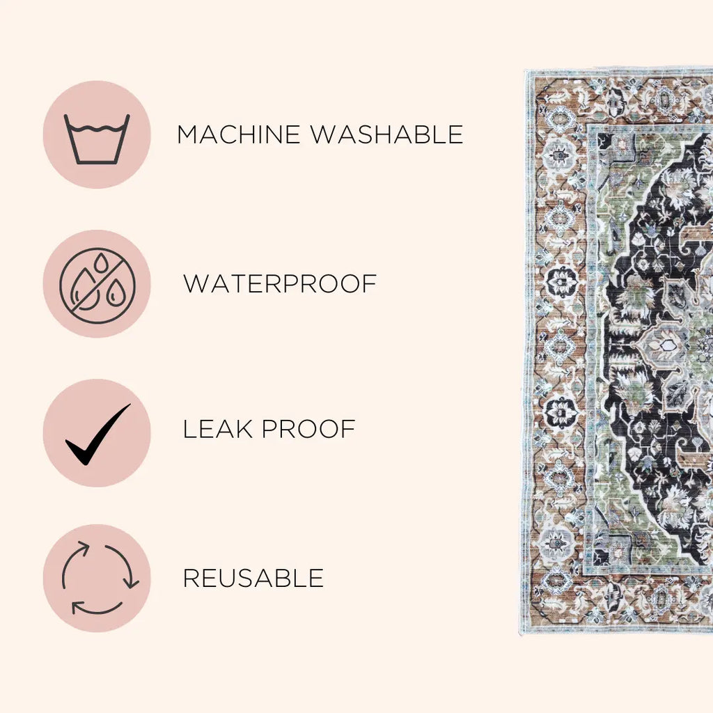 Lovewag Pets Washable Dog Pads - Set of 2, Eco-Friendly and Leak-Proof, Available in Multiple Designs: Sage Forest, Marmalade Sunshine, Moonlit Night, Rustic Terracotta, Sizes: 16" x 24", 36" x 48", 28" x 41" & Single Pack: Sage Forest 54" x 72