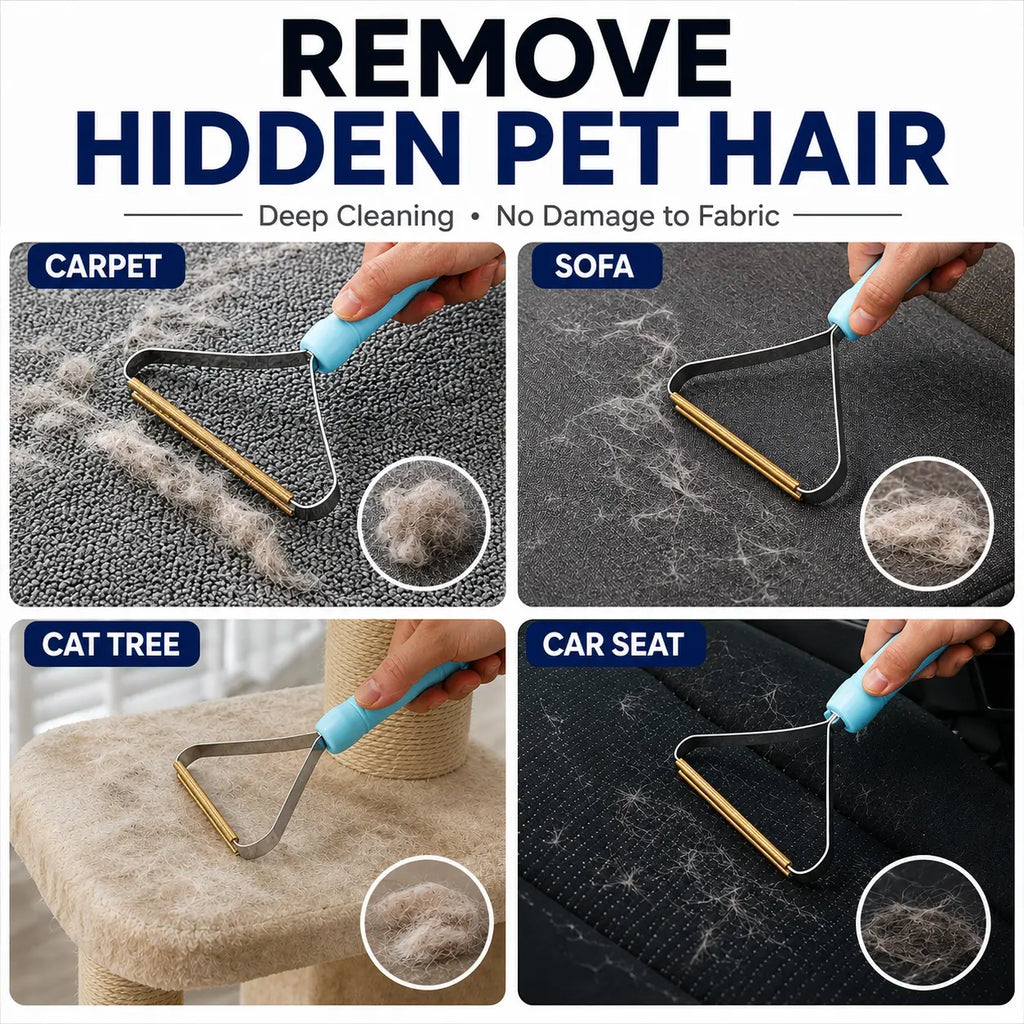 2-Piece Reusable Pet Hair Removal Set for Carpets, Upholstery, Vehicles, and Pet Bedding
