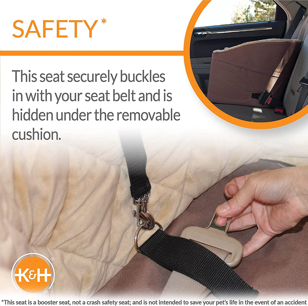Premium Dog and Cat Booster Car Seat - Small Tan