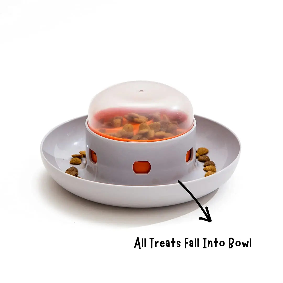 UFO Interactive Push Button Food Dispensing Bowl for Dogs and Puppies - Engaging Slow Feeding Puzzle Feeder