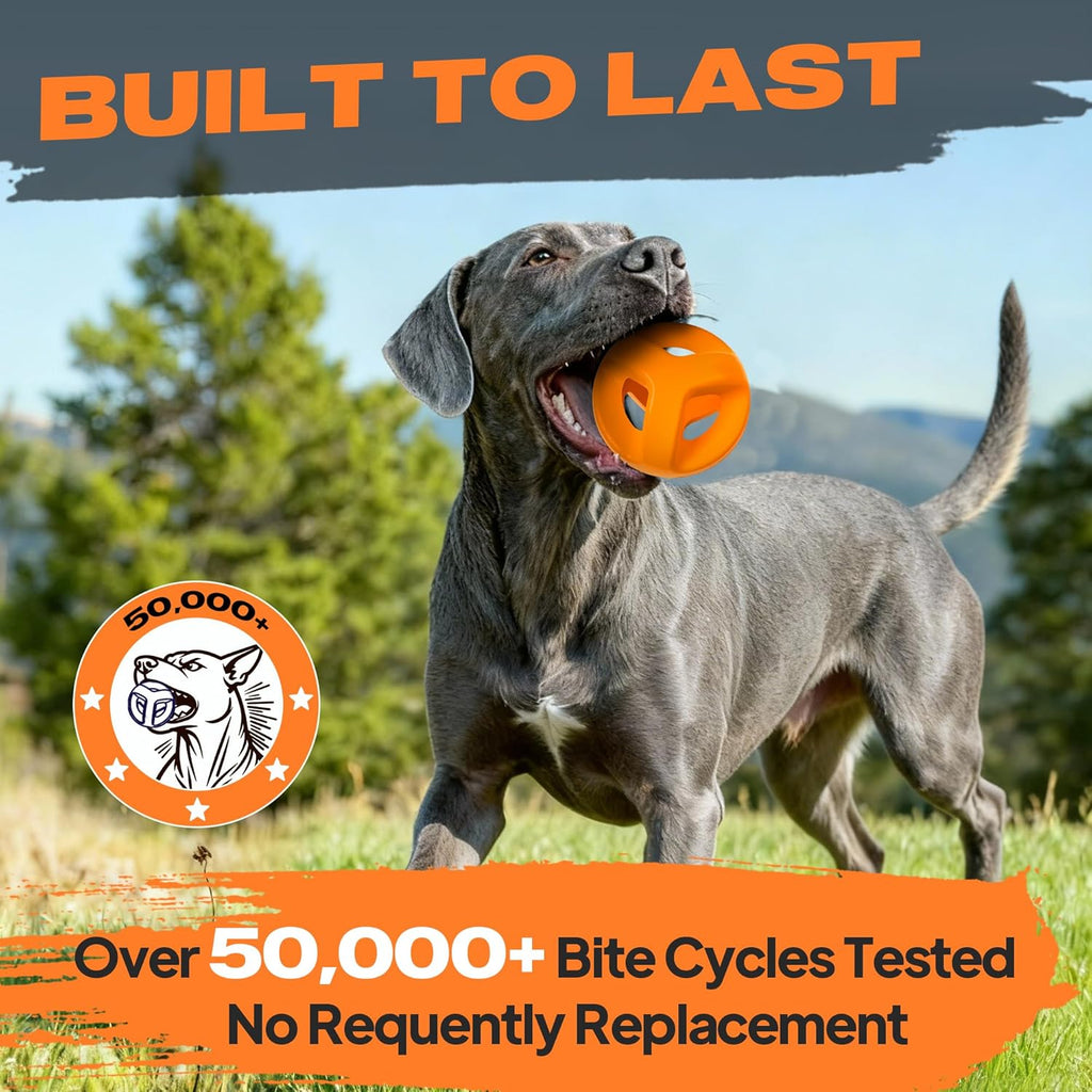Natural Rubber Dog Balls for Aggressive Chewers, Durable Dog Chew Toys for Large Dogs, Interactive Fetch & Tug of War Toys for Medium Large Breed Non-Toxic Dish Washable,4.5 * 4.5"