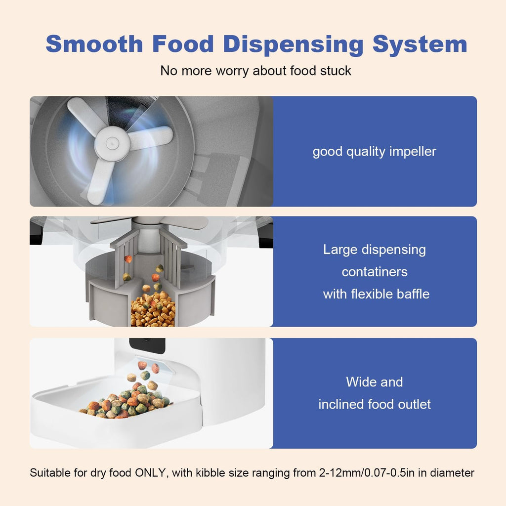 Automatic Cat Feeder, 4L Cat Food Dispenser with 10S Voice Recorder, Pet Feeder up to 8 Meals per Day, Timed Dog Feeder with Dry Food Sealed Ring