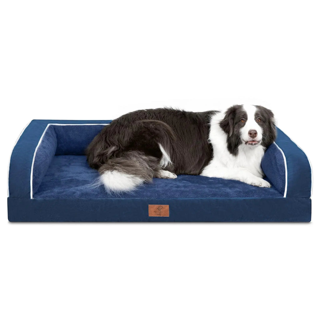 Large Dog Orthopedic Sofa Bed, Washable with Removable Cover, Waterproof Design and Nonslip Bottom, High Bolster Support