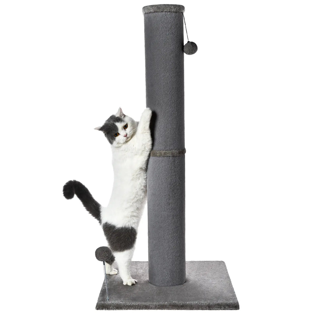 MADE 4 PETS Indoor Cat Sisal Scratching Post, 41.73-Inch Tall Gray Vertical Scratcher with Sturdy Base, Replaceable Spring Toy, and Space-Saving Design for Optimal Nail Care