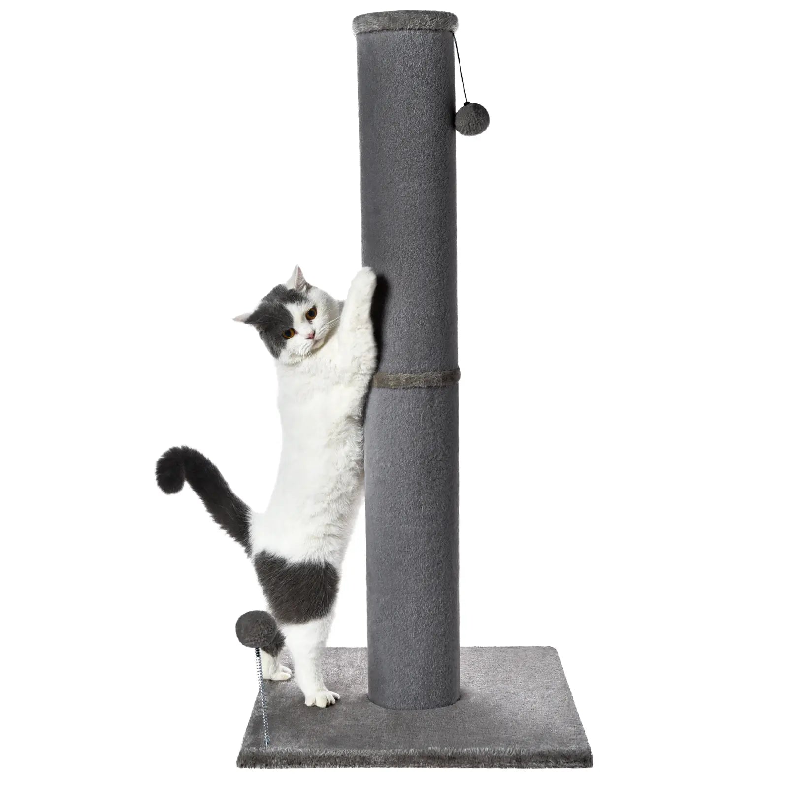 MADE 4 PETS Indoor Cat Sisal Scratching Post, 41.73-Inch Tall Gray Vertical Scratcher with Sturdy Base, Replaceable Spring Toy, and Space-Saving Design for Optimal Nail Care