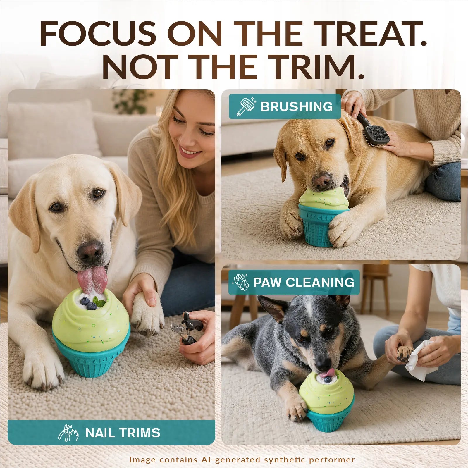 KADTC Large 3-in-1 Frozen Dog Treat Toy and Kibble Dispenser Ball for Durable Chewing