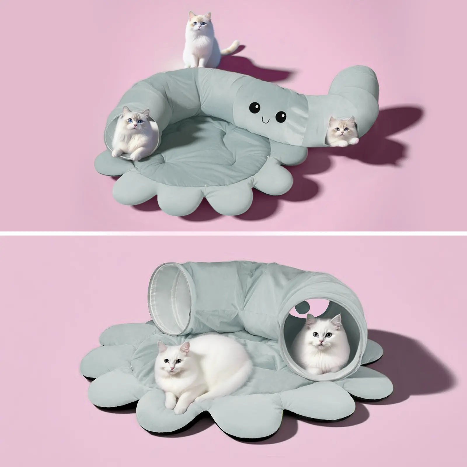 Indoor Cat Tunnel Bed and Toy Set - Octopus-Shaped Peekaboo Cave and Christmas Tree Skirt for Multiple Cats - Perfect for Playtime #SummerSale