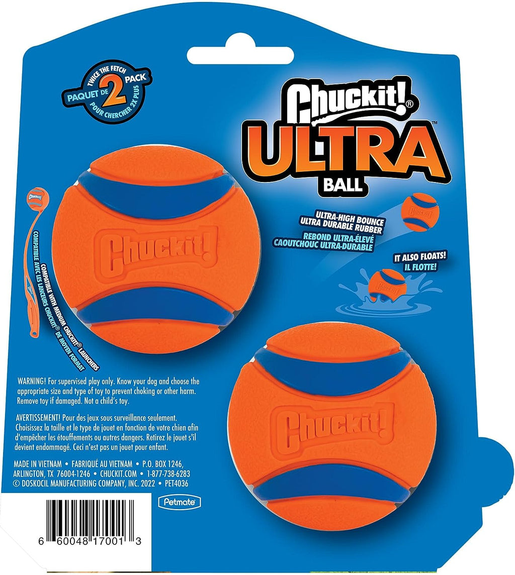 Ultra Ball Dog Toy - Medium Bouncy Fetch Balls for Dogs 20-60 Lbs - Made from Durable Rubber - Floating Water Pet Toys - Size Medium - 2.5-Inch Diameter - Pack of 4