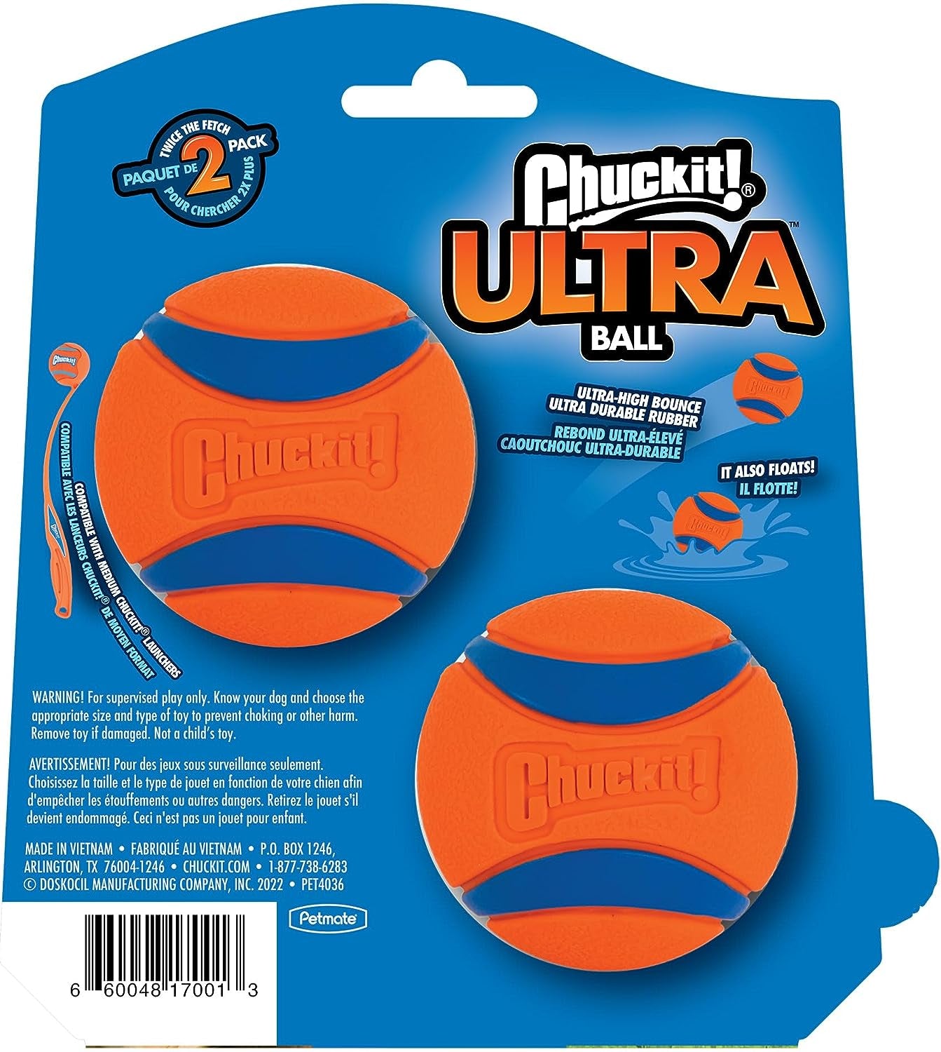 Ultra Ball Dog Toy - Medium Bouncy Fetch Balls for Dogs 20-60 Lbs - Made from Durable Rubber - Floating Water Pet Toys - Size Medium - 2.5-Inch Diameter - Pack of 4