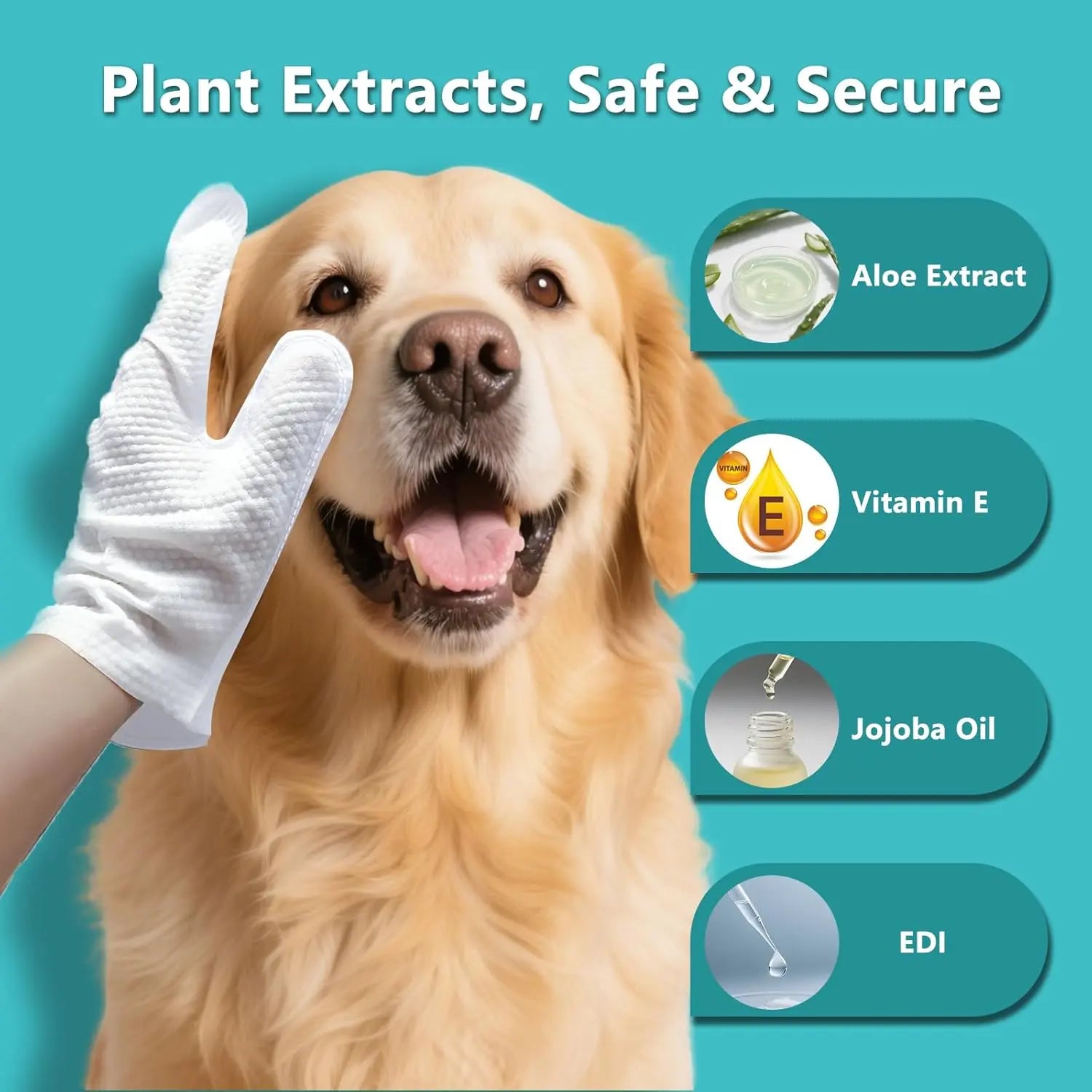 Premium Pet Glove Wipes for Dogs and Cats - Extra Thick, Unscented, Rinse-Free Cleaning and Deodorizing Wipes for Daily Care and Travel - 6 Pack