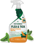 Indoor Flea & Tick Home Spray for Dogs, Plant-Based Spray, 32 Oz | Plant-Based Flea & Tick Spray, Kills Fleas, Eggs & Ticks on Contact, Natural Oils, for Indoor Home Use, Made in USA