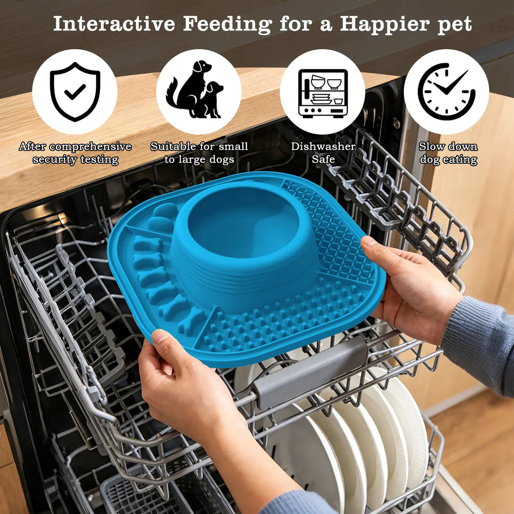 Pawlove Upgraded Slow Feeder Dog Bowl for Liquid Treats with Floating Rolling Ball, Anti-Slip Design for Bone Broth and Yogurt, Ideal for Dogs of All Breeds, Dietary Supplement and Post-Operative Nutrition