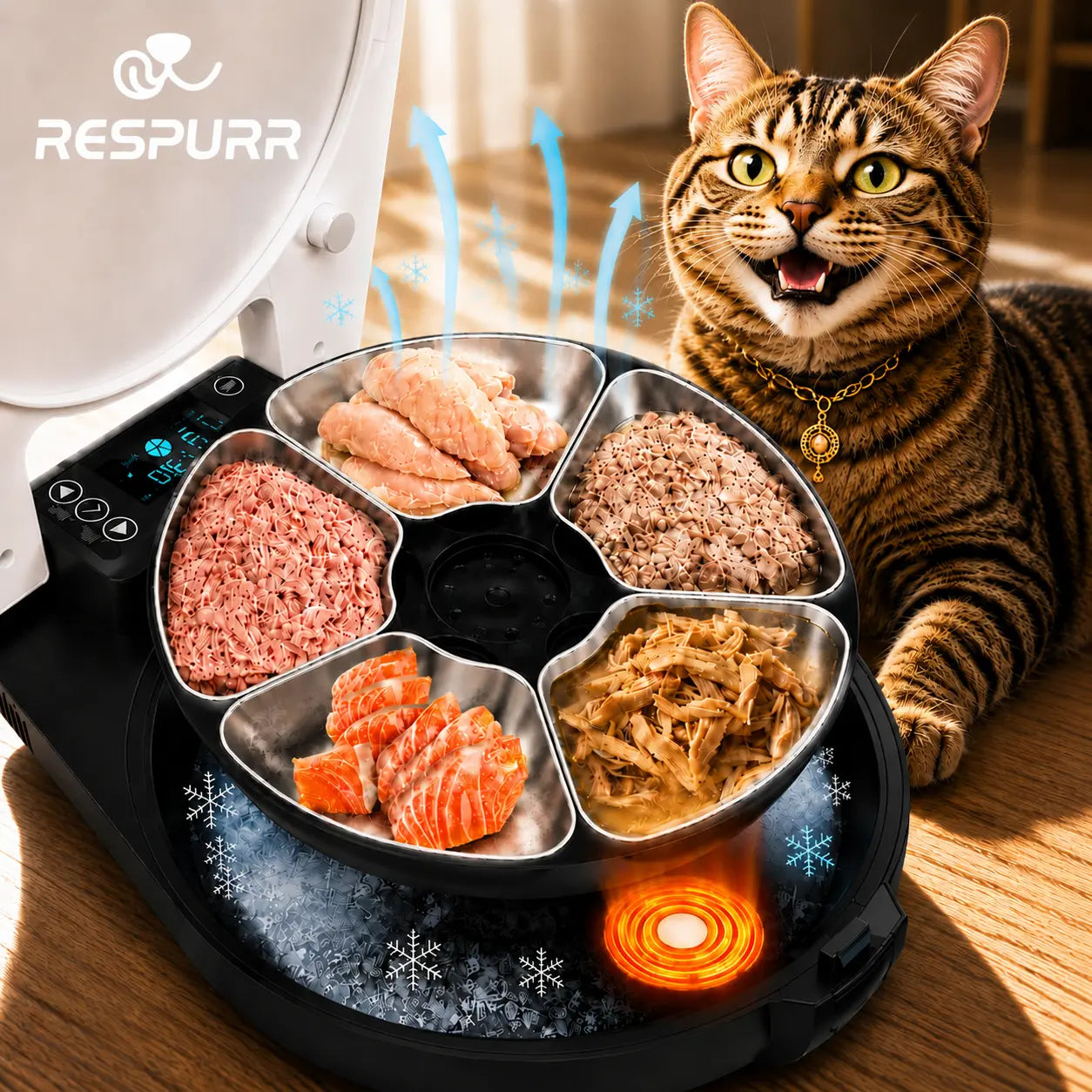 72-Hour Fresh Automatic Cat Feeder for Wet Food - 3-Day Refrigerated Meal Dispenser with Semiconductor Cooling & Heating, 304 Stainless Steel Bowl, Programmable Timer, Wired Design, No Batteries Required - Cattray