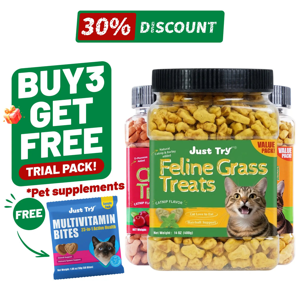 Cat Treats for Indoor Cats - Natural Salmon Hairball Control Biscuits with Cat Grass and Catnip for Dental Care - 14.1 OZ