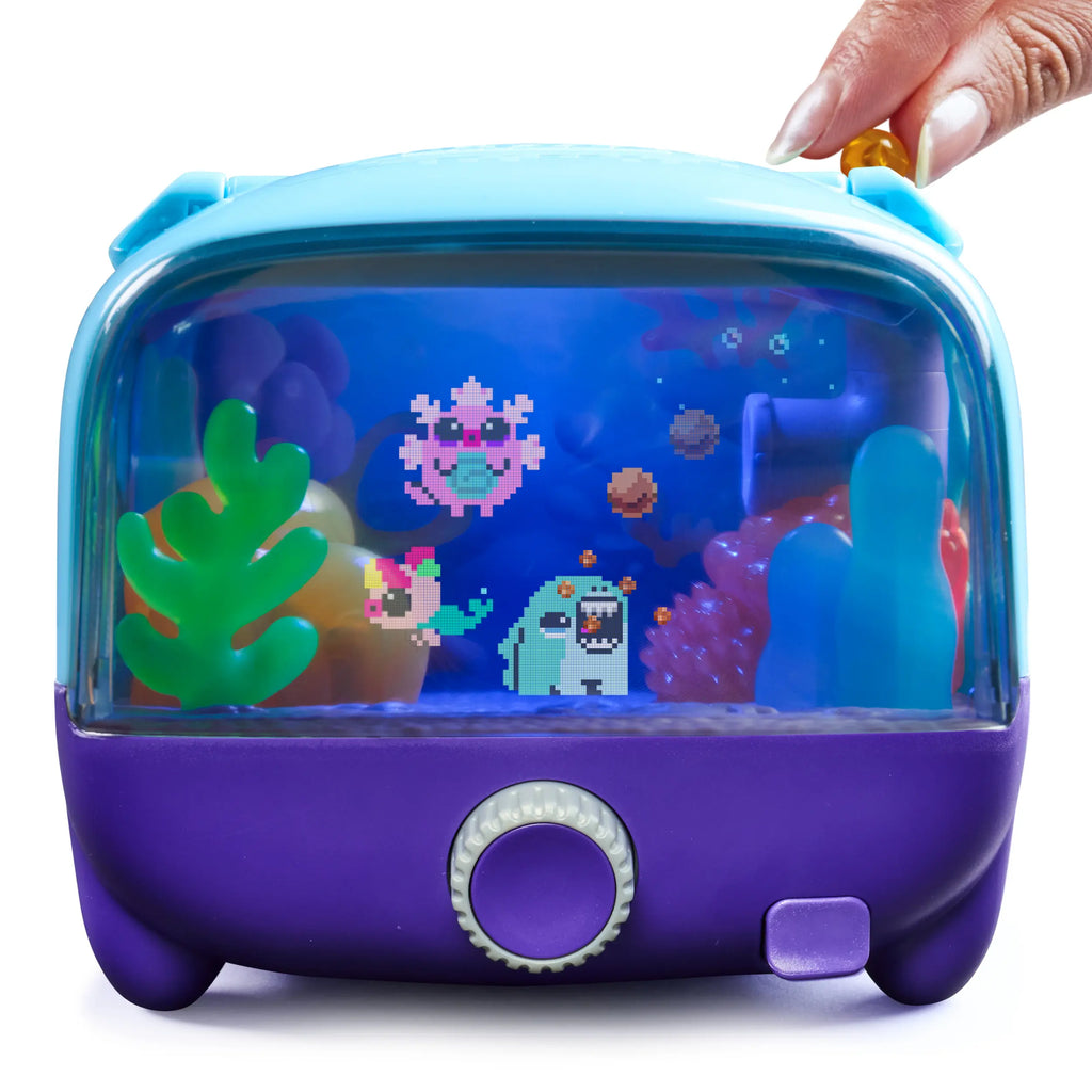 BITZEE Interactive Digital Aquarium Pet Tank with 30 Virtual Fish, Large Display, LED Lights, Touch-Responsive Electronic Pets, Ideal Birthday Gift for Children Ages 5 and Up