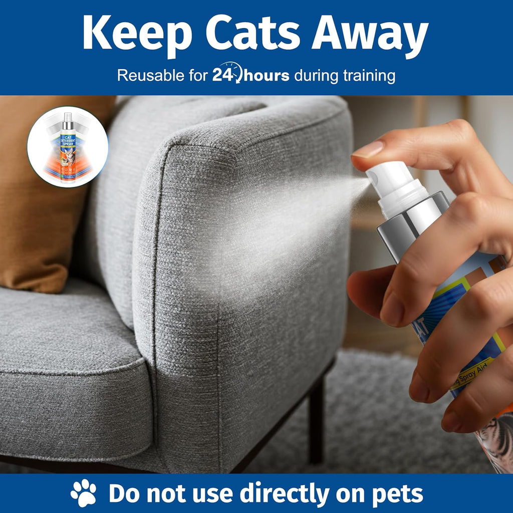 Cat Deterrent Spray - Cat Deterrent for Furniture Protection, Pee Spraying, Excessive Chewing & Scratching Everywhere - Use Indoor and Outdoor, Pet-Safe Formula, 150 ML