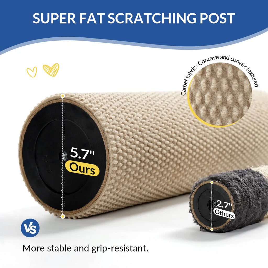 MADE 4 PETS Indoor Cat Sisal Scratching Post, 41.73-Inch Tall Gray Vertical Scratcher with Sturdy Base, Replaceable Spring Toy, and Space-Saving Design for Optimal Nail Care
