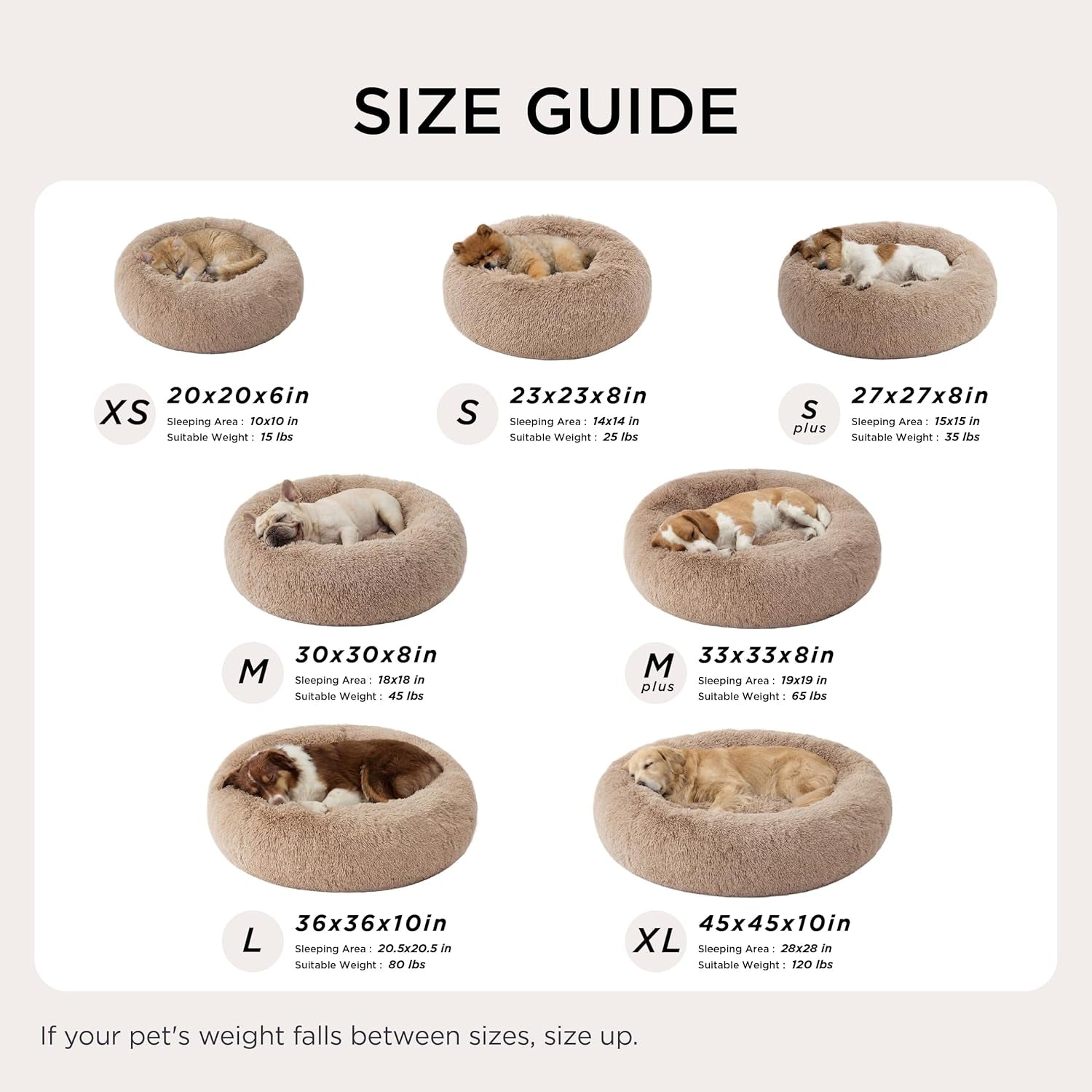 Bedsure Calming Small Dog Bed Donut Washable Cat＆Puppy Bed,23 Inches Camel | Oprah Daily Award,Fluffy Faux Fur round Cuddler,Anti-Slip Bottom,Anti-Anxiety,Deep Sleep for Large Cat & Pets up to 25 Lbs